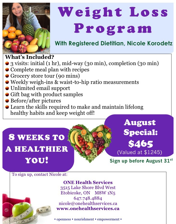 WEIGHT LOSS PROGRAM  August 17, 2016 One Health Services Etobicoke